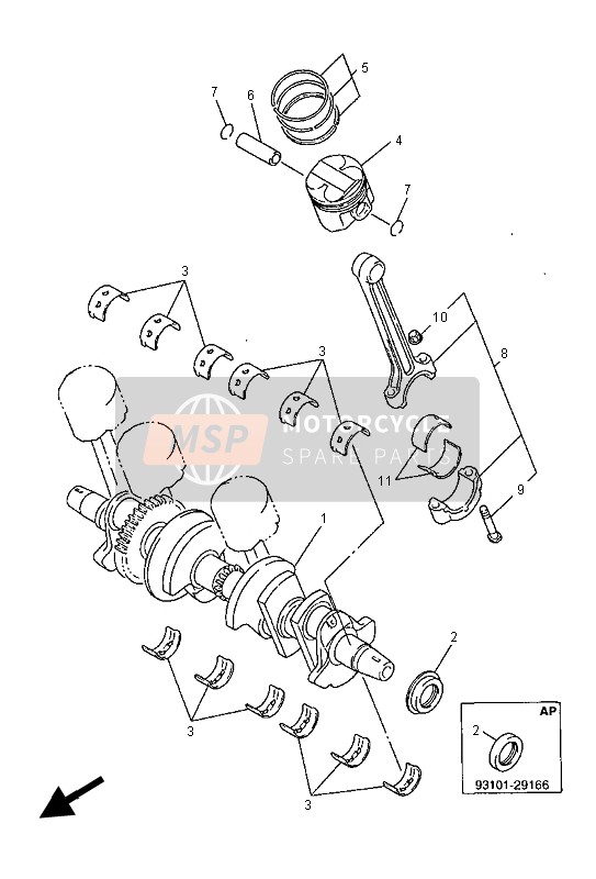 Yamaha FZS600 1999 Crankshaft & Piston for a 1999 Yamaha FZS600