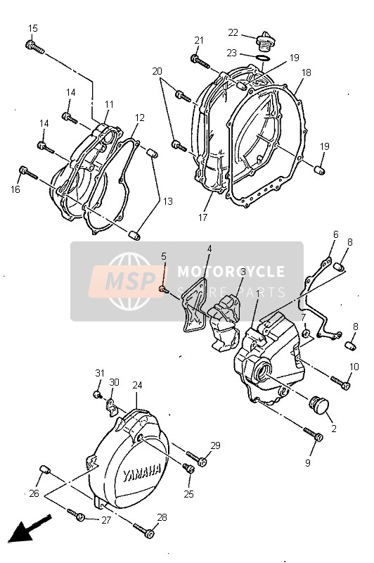 Yamaha FZS600 1999 Crankcase Cover 1 for a 1999 Yamaha FZS600