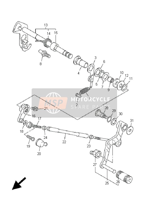 Yamaha FJR1300 2001 Shift Shaft for a 2001 Yamaha FJR1300