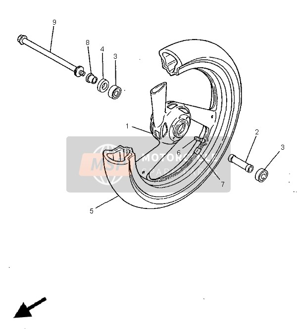 Yamaha FZS600 1999 Front Wheel for a 1999 Yamaha FZS600