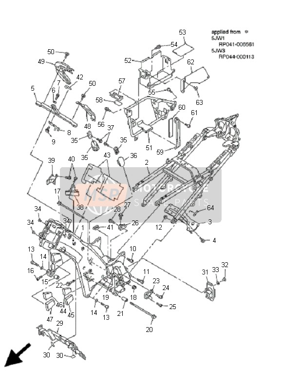 5JW2113R1100, Bracket, Inner 2, Yamaha, 3