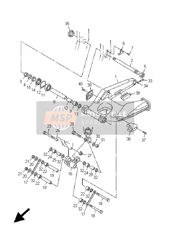 Yamaha FJR1300 2001 Brazo trasero para un 2001 Yamaha FJR1300