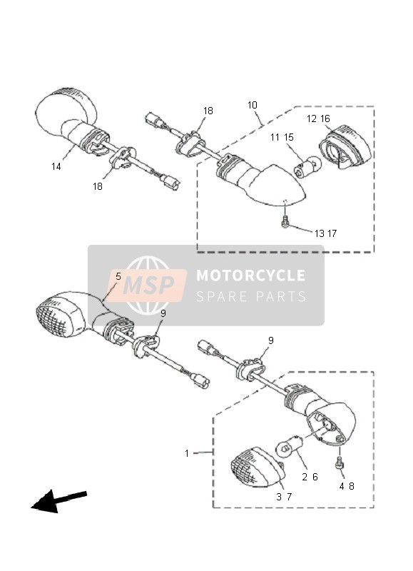 Yamaha TDM900 2010 Knipperlicht voor een 2010 Yamaha TDM900