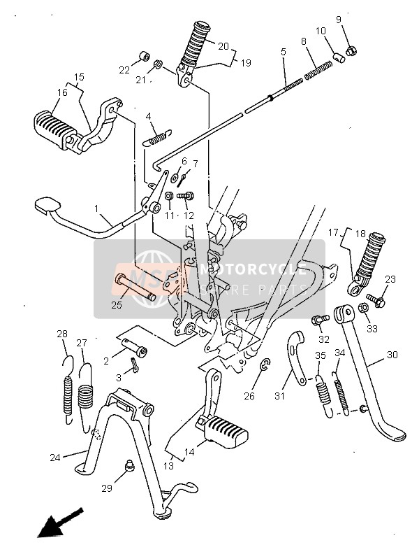 Yamaha SR125 1999 Supporter & Repose Pieds pour un 1999 Yamaha SR125