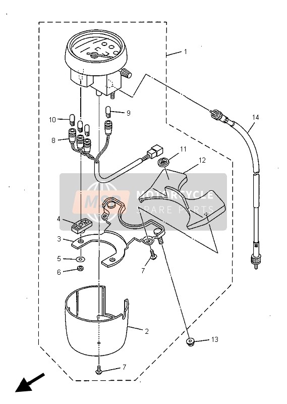 4TV835500200, Snelheidsmeter Kabel Assy, Yamaha, 1