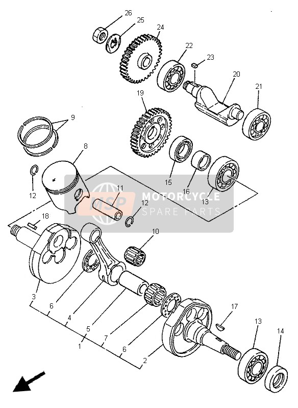 Yamaha TDR125 1999 Crankshaft & Piston for a 1999 Yamaha TDR125