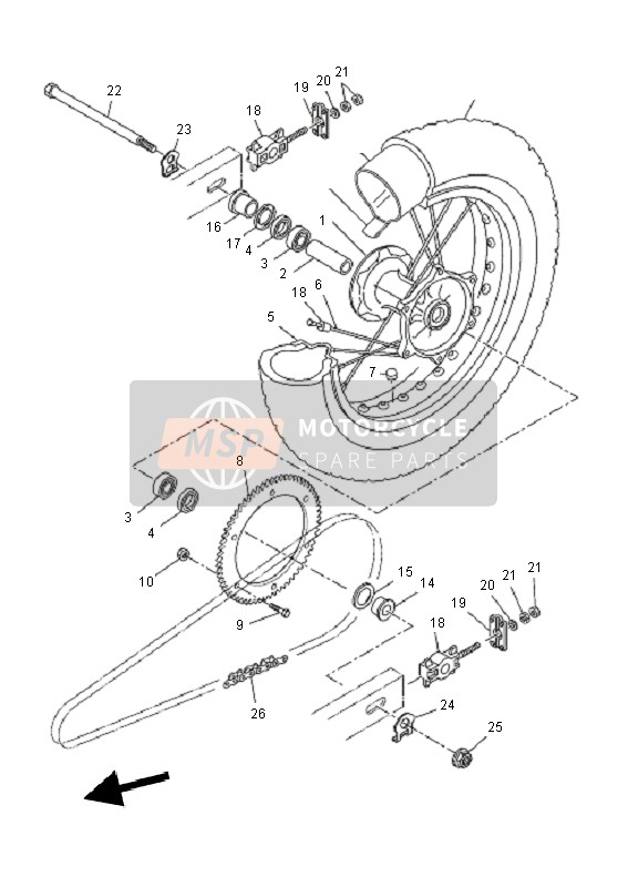 Yamaha WR125R 2010 Ruota posteriore per un 2010 Yamaha WR125R