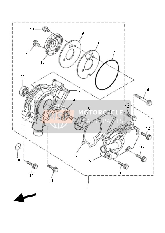 Yamaha WR125X 2010 Bomba de agua para un 2010 Yamaha WR125X