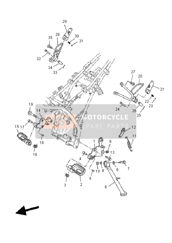 Yamaha WR125X 2010 Estar & Reposapiés para un 2010 Yamaha WR125X