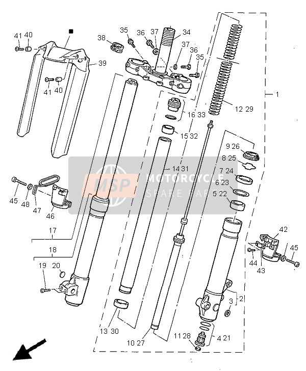 Yamaha TT600R 1999 Tenedor frontal para un 1999 Yamaha TT600R