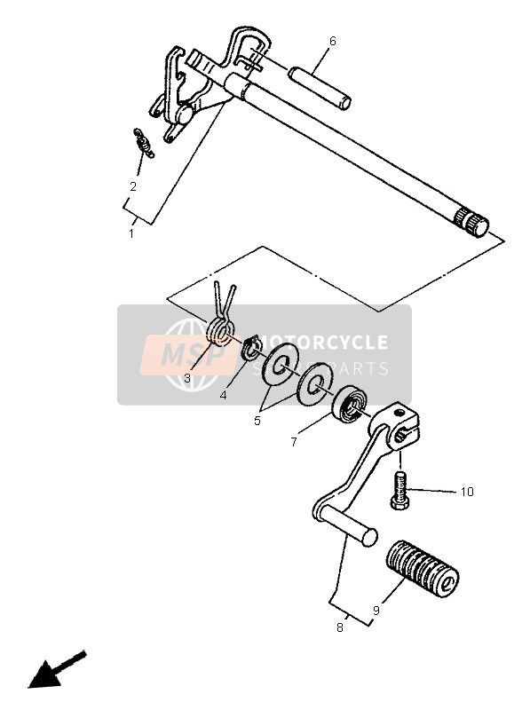 Yamaha TW125 1999 Shift Shaft for a 1999 Yamaha TW125