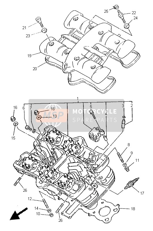 Yamaha XJ600N 1999 Cylinder Head for a 1999 Yamaha XJ600N