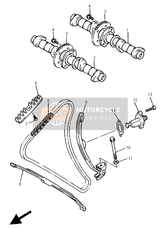 Yamaha XJ600N 1999 Nokkenas & Ketting voor een 1999 Yamaha XJ600N