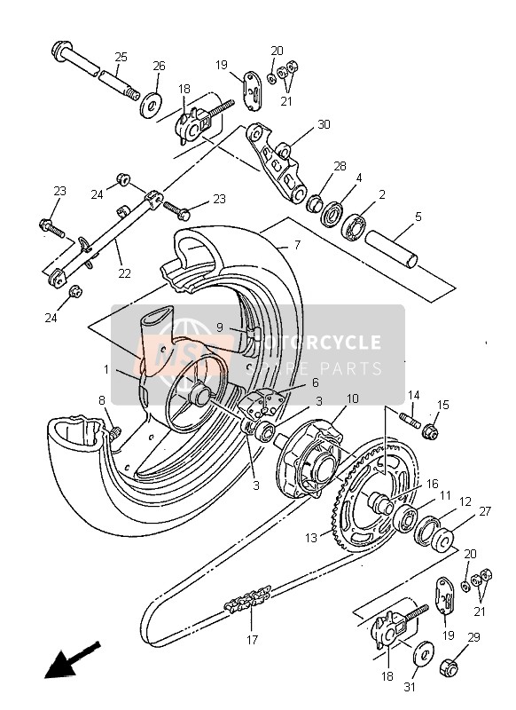 Yamaha XJ600N 1999 Achterwiel voor een 1999 Yamaha XJ600N