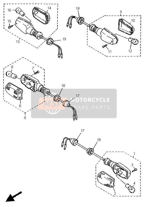 Yamaha XJ600N 1999 Luce lampeggiante per un 1999 Yamaha XJ600N