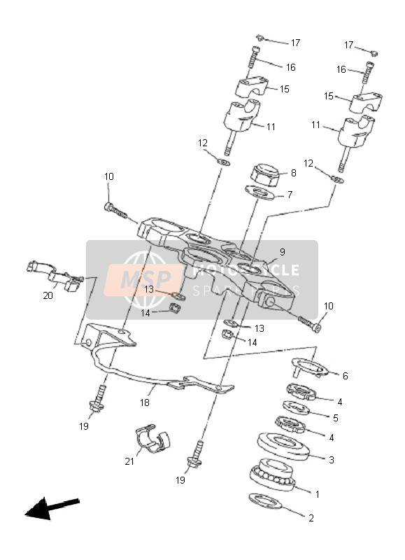 4H72344101P6, Houder, Stuur Boven, Yamaha, 3