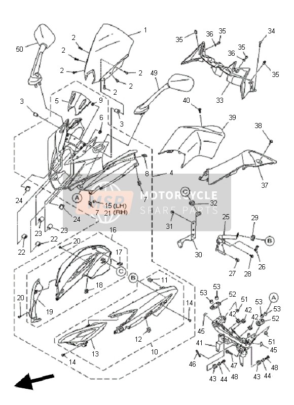 36P262800100, Rear View Mirror Assy (Left), Yamaha, 0