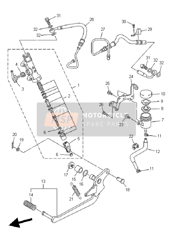 Yamaha XJ6FA 2010 Rear Master Cylinder for a 2010 Yamaha XJ6FA