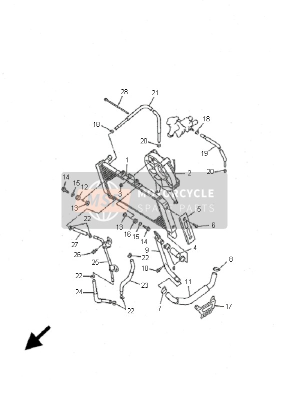 Yamaha FZS600S FAZER 2001 Radiator & Slang voor een 2001 Yamaha FZS600S FAZER