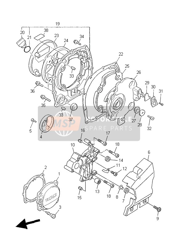 Yamaha XJR1300 2010 Tapa del cárter 1 para un 2010 Yamaha XJR1300