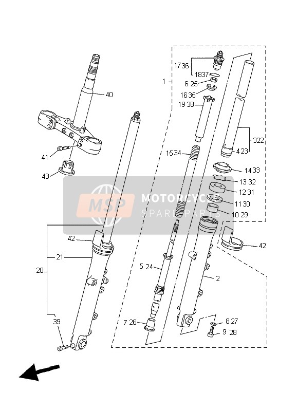 Yamaha XJR1300 2010 Front Fork for a 2010 Yamaha XJR1300