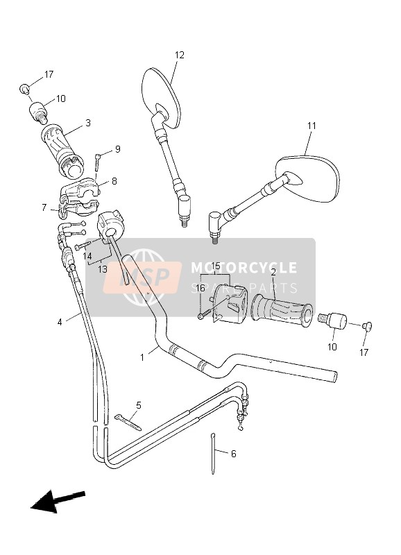 Yamaha XJR1300 2010 Steering Handle & Cable for a 2010 Yamaha XJR1300