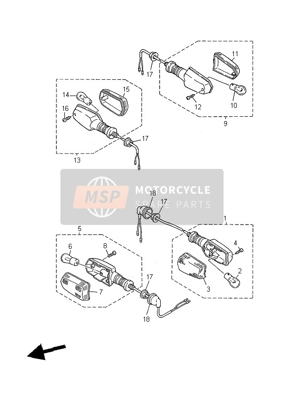 Yamaha XJR1300 2010 BLINKLEUCHTE für ein 2010 Yamaha XJR1300