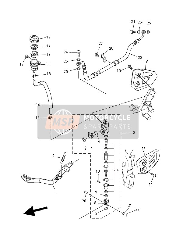 Yamaha XT660R 2010 Rear Master Cylinder for a 2010 Yamaha XT660R