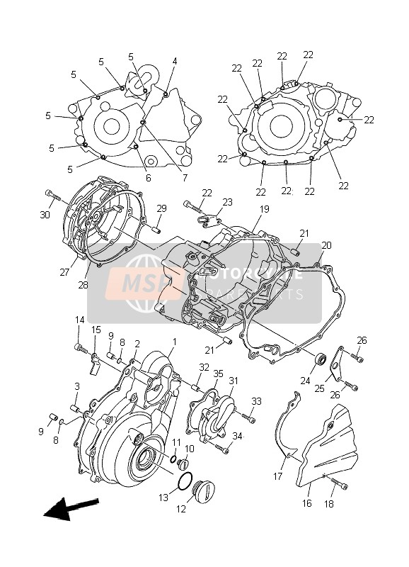 Yamaha XT660X 2010 Coperchio del carter 1 per un 2010 Yamaha XT660X