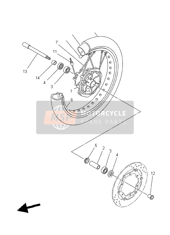 Yamaha XT660X 2010 Ruota anteriore per un 2010 Yamaha XT660X