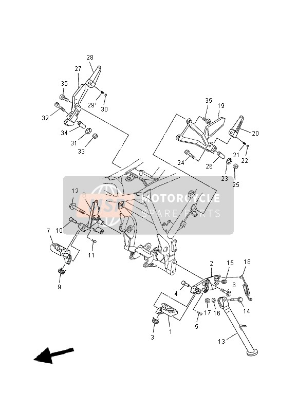 Yamaha XT660X 2010 Stand & Footrest for a 2010 Yamaha XT660X