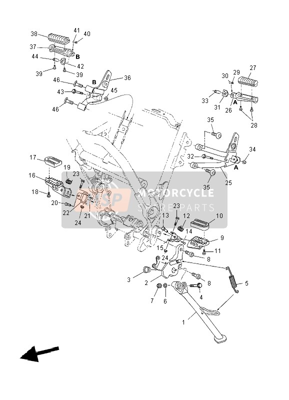 Yamaha XT660Z TENERE 2010 In Piedi & Poggiapiedi per un 2010 Yamaha XT660Z TENERE