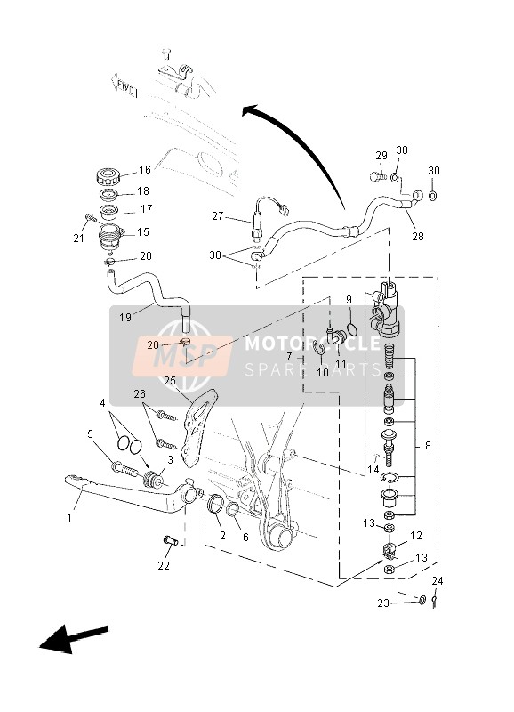 Yamaha XT660Z TENERE 2010 Rear Master Cylinder for a 2010 Yamaha XT660Z TENERE