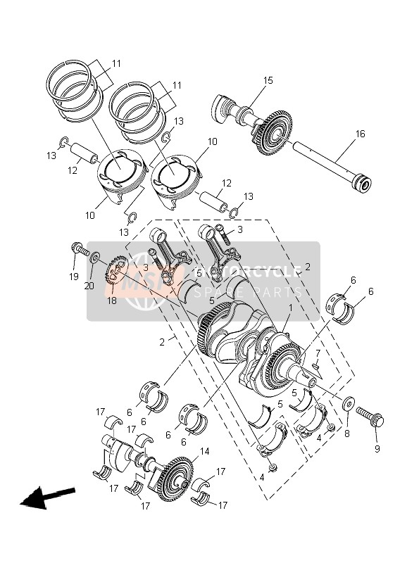 2S3114132000, Coussinets D'Arbre D, Yamaha, 3