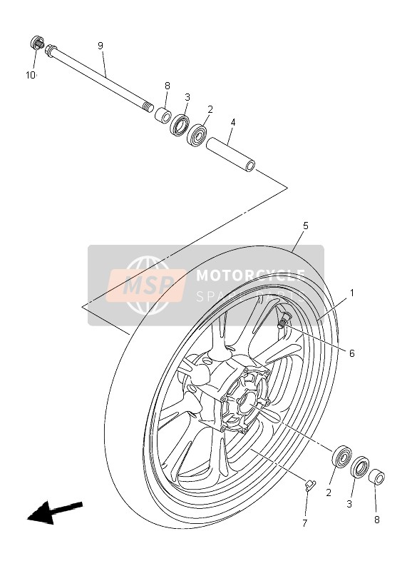 Yamaha XVS950A 2010 Front Wheel for a 2010 Yamaha XVS950A