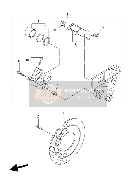 Yamaha XVS950A 2010 Rear Brake Caliper for a 2010 Yamaha XVS950A