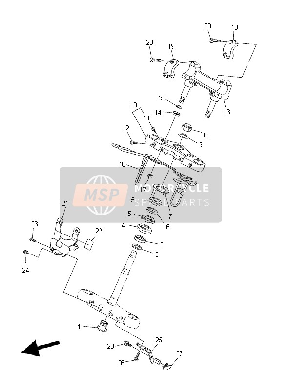 Yamaha XVS1300A MIDNIGHT STAR 2010 Steering for a 2010 Yamaha XVS1300A MIDNIGHT STAR