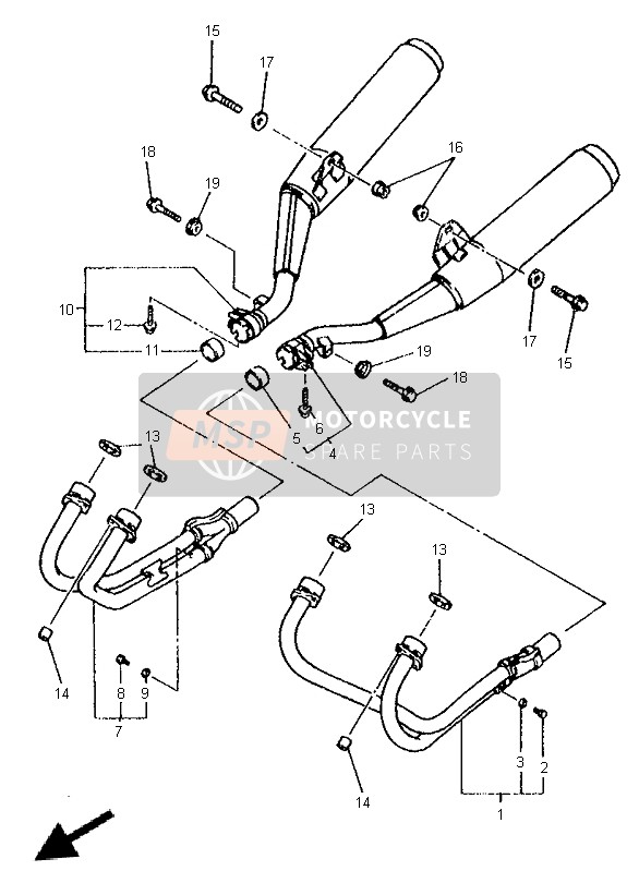 Yamaha XJ600S 1999 Exhaust for a 1999 Yamaha XJ600S