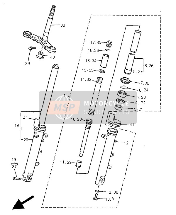 Yamaha XJ600S 1999 Front Fork for a 1999 Yamaha XJ600S