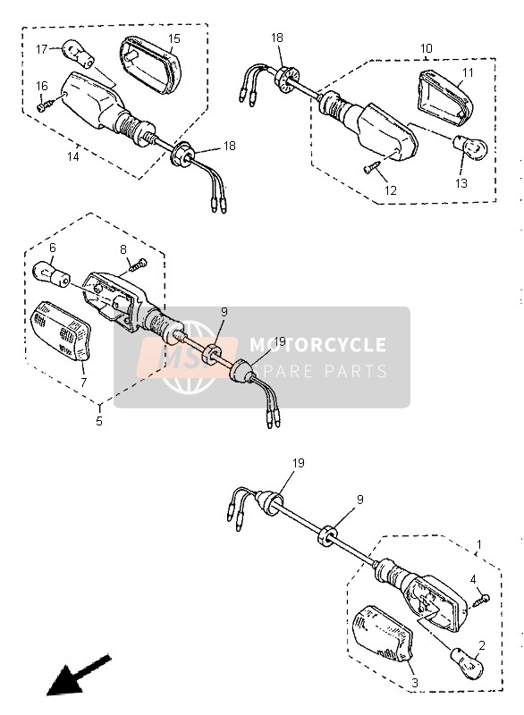 Yamaha XJ600S 1999 Luz intermitente para un 1999 Yamaha XJ600S