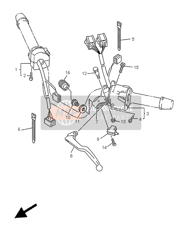 Yamaha XJ600S 1999 Interruptor de manija & Palanca para un 1999 Yamaha XJ600S