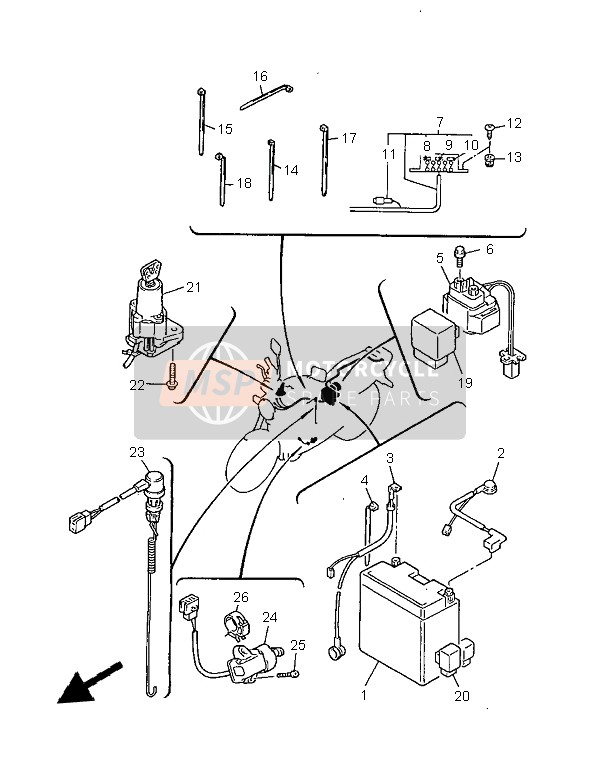 3YF825300100, Stoppschalter Kompl., Yamaha, 2