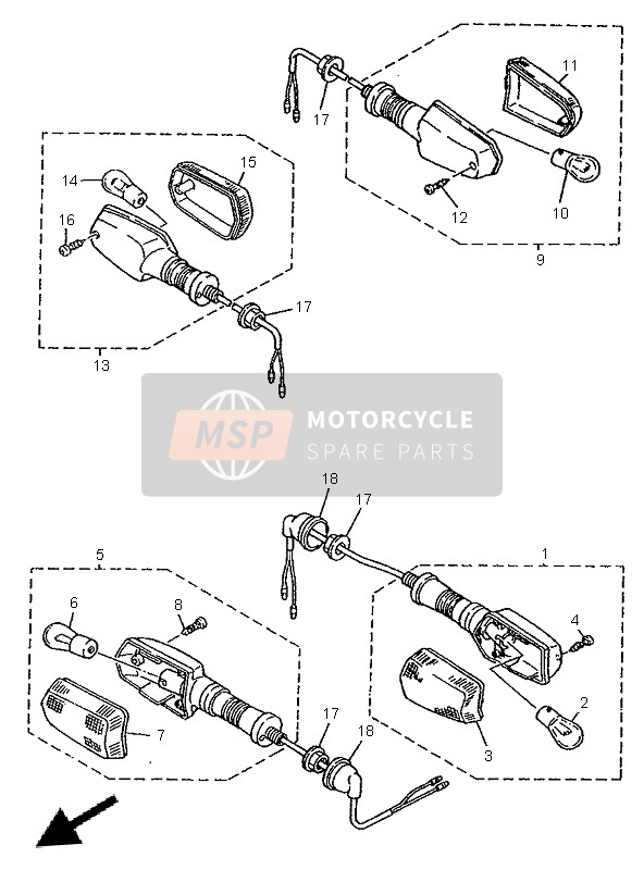 Yamaha XJR1300SP 1999 Luce lampeggiante per un 1999 Yamaha XJR1300SP