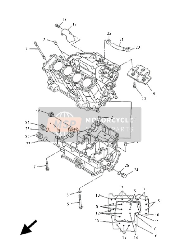 Yamaha FZS1000 FAZER 2001 Crankcase for a 2001 Yamaha FZS1000 FAZER