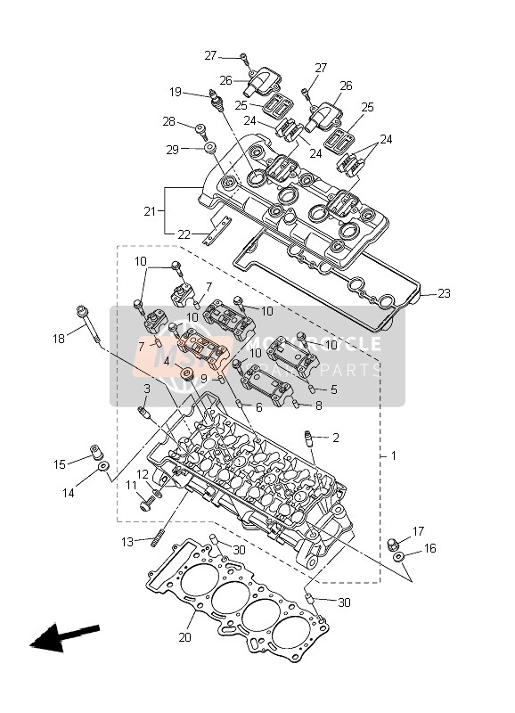 Yamaha YZF-R1 2010 Cylinder Head for a 2010 Yamaha YZF-R1