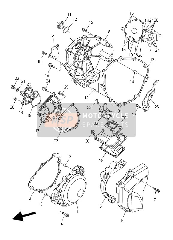 Yamaha YZF-R1 2010 Crankcase Cover 1 for a 2010 Yamaha YZF-R1