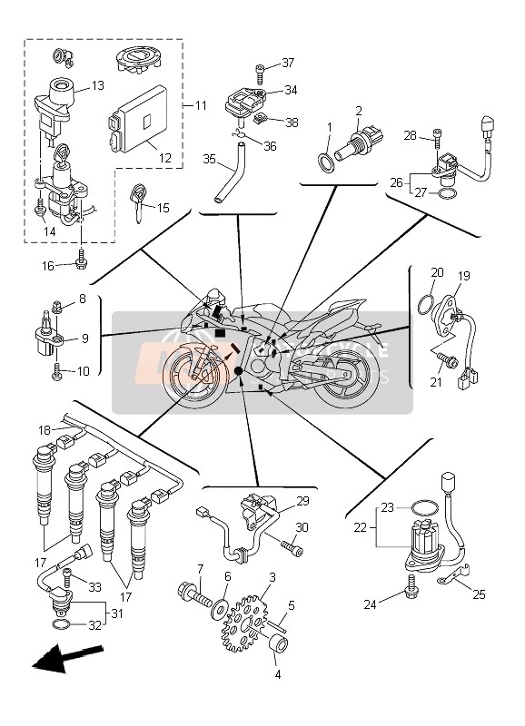 Yamaha YZF-R1 2010 Electrical 1 for a 2010 Yamaha YZF-R1