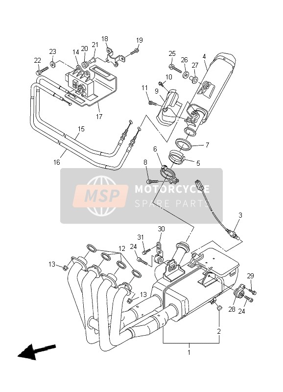 Yamaha YZF-R6 2010 Exhaust for a 2010 Yamaha YZF-R6