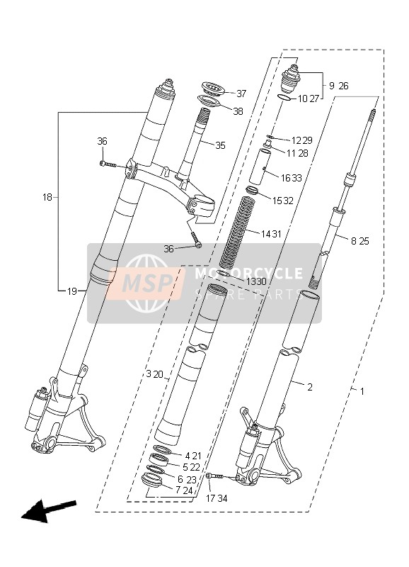 Yamaha YZF-R6 2010 Front Fork for a 2010 Yamaha YZF-R6