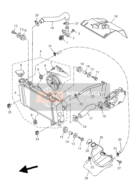 Yamaha YZF-R125 2010 Radiator & Hose for a 2010 Yamaha YZF-R125